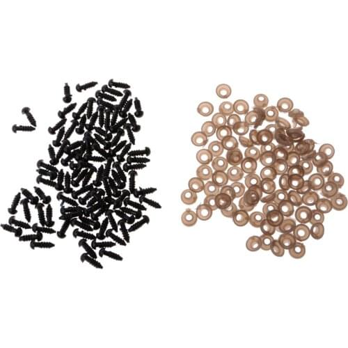 100 pieces teddy eyes safety eyes plastic eyes doll eyes with washers, 6mm