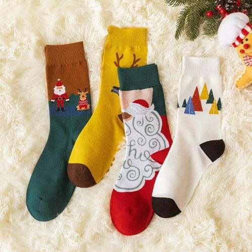 2020 New Christmas Socks Women Funny Santa Claus Christmas Tree Snowman Bell Elk Cotton Happy Socks Men Harajuku New Year Sokken