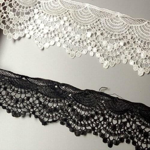 3 yards Black White Cotton Strip Crochet Tassel Fringe Lace Fabric Ribbon Trim Embroidered Applique for Sewing Craft New Hot