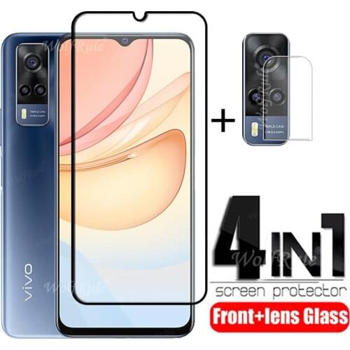 4-in-1 For Vivo Y53S Glass For ViVo Y53S Tempered Glass HD Full Cover Gule Protective Screen Protector For Vivo Y53S Lens Glass