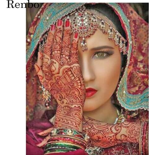 5D DIY Diamond Painting Indian Beauties Figure Diamond Embroidery Veil Girl Diamond Mosaic Full Drill Square Wall Art Decoration