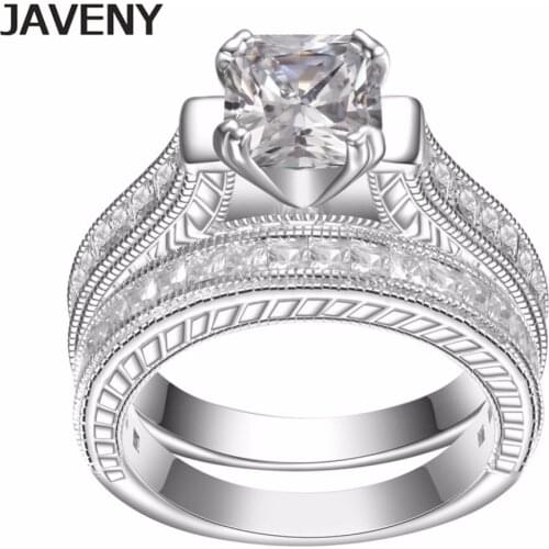 925 Sterling Silver Princess Cubic Zirconia Womens Girls Engagement Bridal Wedding Rings Sets Birthday Gifts 8pcs Lots Wholesale