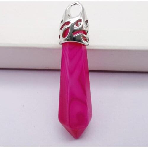 8x38MM Red Veins Carnelian Stone GEM Pillar Pendant Jewelry S221