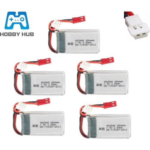 7.4v 350mAh Lipo Battery For MJX X401H X402 JXD 515 515W 515V RC Mini FPV Drone Helicopters spare parts 2s battery 5pcs