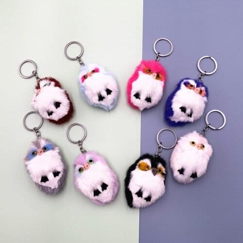 New Style Owl Keychain Cute Cartoon Plush Pendant Bag Doll Pendant Fur Key Ring Chain Craft Gift K4179