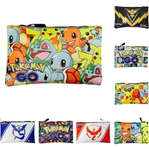 Pokemon Pikachu Pencil Case Large Capacity Student PU Leather Square Pencil Bag School Stationery Gifts for Boys and Girls