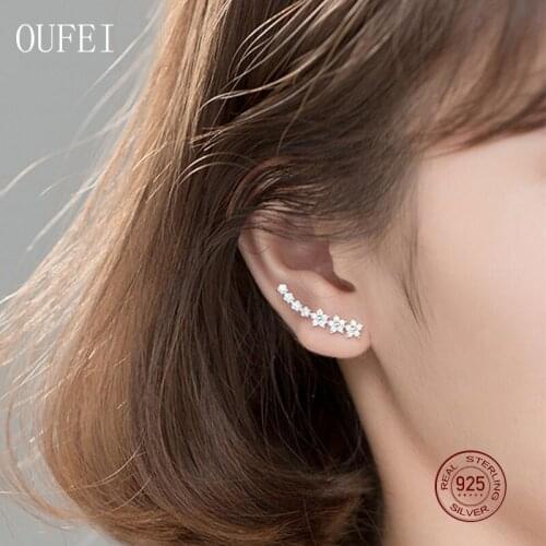 Long Stud Earrings 925 Sterling Silver Simple Earrings For Women Zircon Exquisite Star Earrings Jewelry Women Gift Accessories