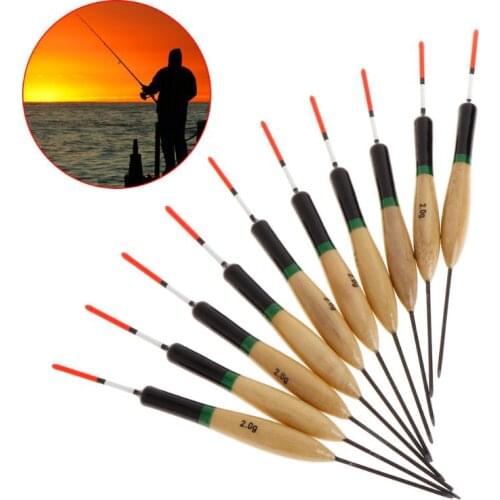 E56D 10 Pcs/Set Fishing Float Lightweight Wood Tackle Sensitive Buoyancy Buoy Paulownia Stick Floats Fleet Vertical Accessories