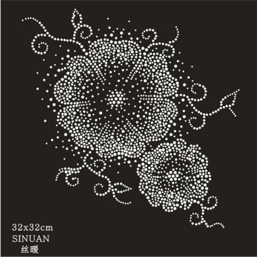 SINUAN Hotfix Strass Motif Flower Rhinestone Cabochon Motif Rhinestones Crystal Decoration Garment Multi-Colored Crystal Craft