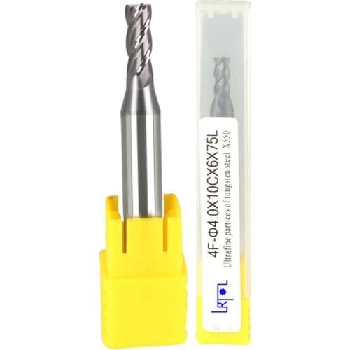 HRC55 4 flutes 6mm*50 75 100 extra long Carbide milling cutter,flat square end mill for key machine drill bit