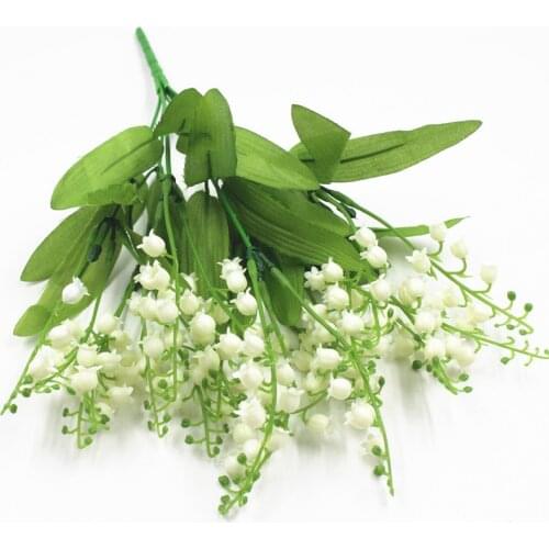 Artificial Flower Realistic Lily Of The Valley Flower Plastic White 7-pitch Bellflower Wedding Party office Home Garden Decor