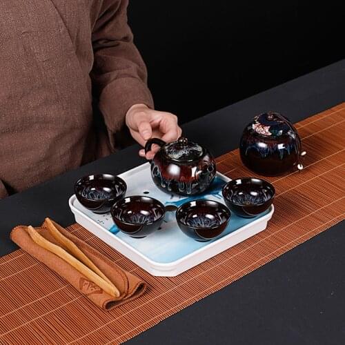 Chinese Kung Fu Travel Tea Set Ceramic Glaze Teapot Teacup Gaiwan Porcelain Teaset Kettles Teaware Sets Drinkware Tea Ceremony