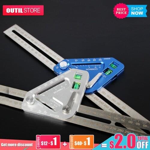 Multifunctional Angle Level Ruler 350mm Woodworking Triangle Ruler Revolutionary Carpentry Tool Measuring Carpenter Tools