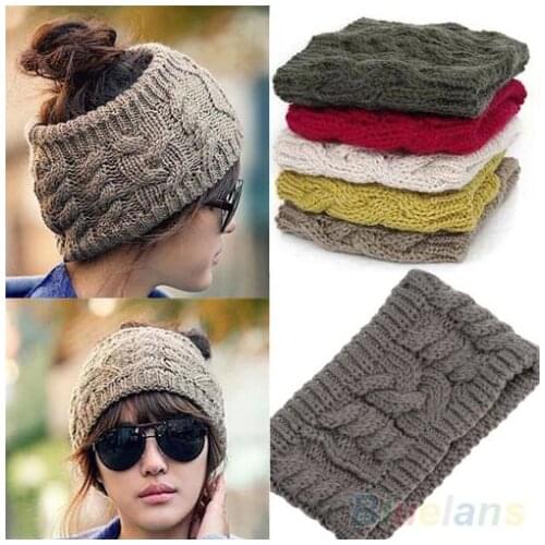Fashion Korean Winter Warm Womens Braided Knit Wool Hat Cap Hair band