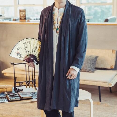 Mens Long Length Windbreaker Jacket Coat Summer Thin Kimono Coat Vintage Male Jackets Clothes 2020 Plus Size