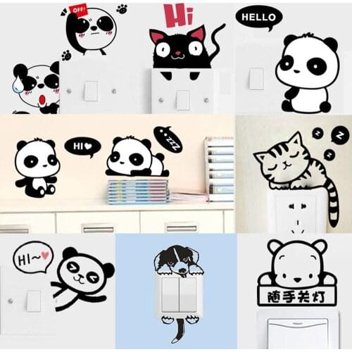 Stickers On Off Switch Sticker Cat Panda Cartoon Animal Shaped Wall 3D Switch Wall Cover for Room Decoration