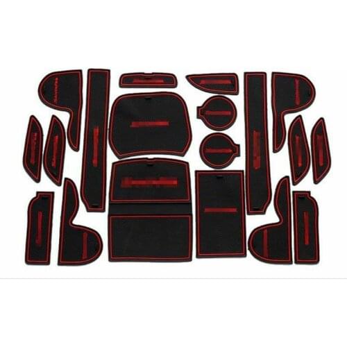 For Hyundai IX45 13-2015 Non-slip Interior Door Cup Holder Rubber Mats Red Line