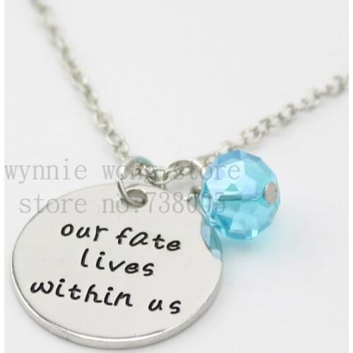 2015 New Inspirational Jewelry."our fate lives within us"crystal silver Pendant Necklaces for women or girls gift