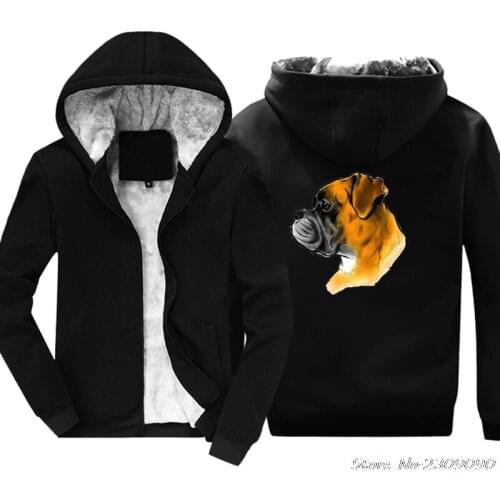 New Fashion Funny Boxer Dog Print hoodies Casual Tops Dog Lovers Design Men winter Keep Warm Casual Male thicken Sweatshirts