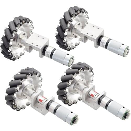 1 set 100KG Big Load 152mm Omni Mecanum Wheel with 4pcs 24V 120W 230rpm Speed Encoder Motor for Arduino DIY Project Research