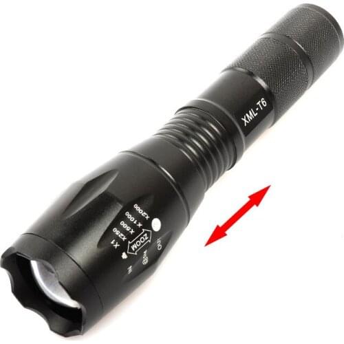 Portable flashlight with LED retractable zoom and rechargeable XML-T6/L2 mini flashlight