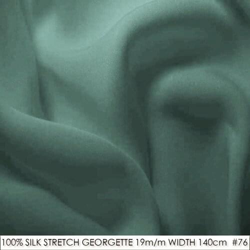 SILK STRETCH DOUBLE GEORGETTE 19mm Width55"-140cm Pure Silk Fabric for sewing Wedding Dress/Decoration in Classic Pale Green 76