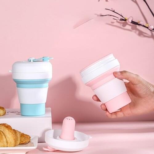 Folding Water Cup Silicone Cups Retractable Food Grade Cups Outdoor Sports Travel Camping Mini Water Cup With Cover