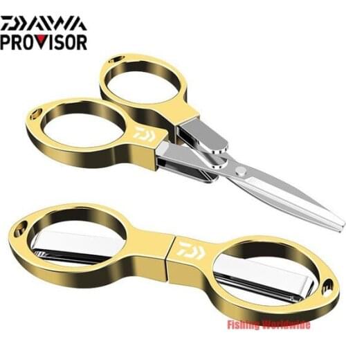 Mini Stainless Steel Folding Scissors Keychain DAIWA Fishing Scissor Cutter DAIWA Fishing Pliers Scissors Line Cutter Tool
