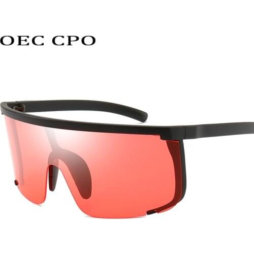 OEC CPO Oversized Rimless Sunglasses Men Ladies Brand Design One Piece Lens Big Frame Sun Glasses Women Uv400 Goggles O47