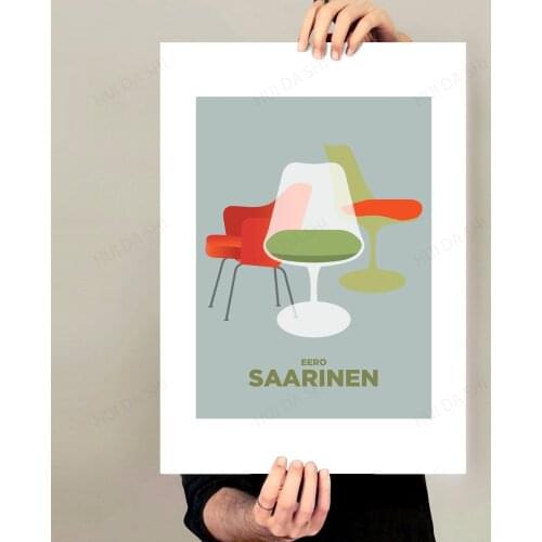 Eero Saarinen Chairs Poster Tulip chair Womb chair Knoll chair Finnish Design decor Modern furniture Wall Art Canvas Print