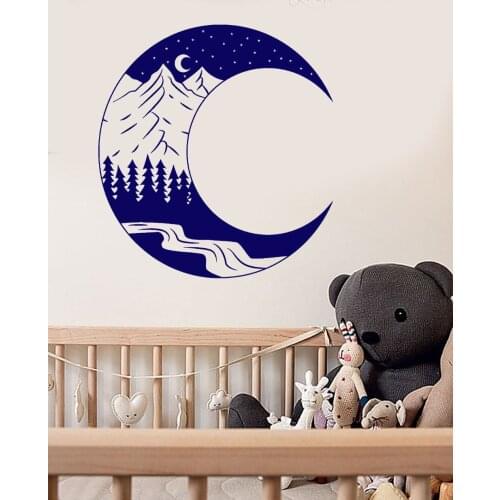 Moon Vinyl Wall Art Decals For Baby Nursery Home Decor Kids Bedroom Landscape Forest Mountain Art Nature Stickers Newly ZB284