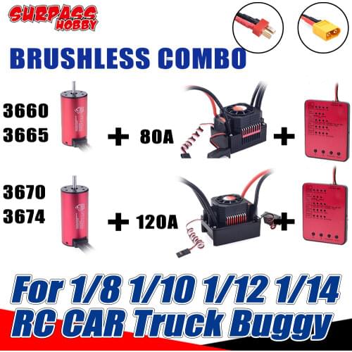Surpass Hobby Rc Brushless Motor 3650 3660 3665 3670 3674 Remote Control Motors Waterproof ESC 60A 80A 120A for 1/10 1/8 Rc Car