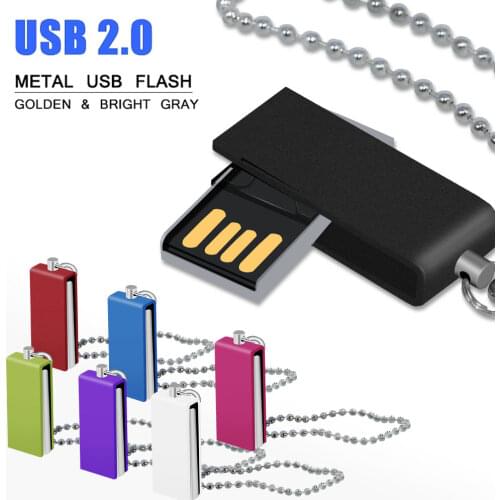Metal Swivel Pendrive 4GB 8GB 16GB Waterproof Usb Sticks 32GB 64GB Pen drive Usb 2.0 Flash Drives with Lanyard for business gift