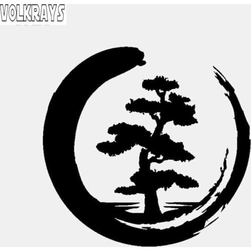 Volkrays Personality Car Sticker Tree of Life Zen Circle Buddhism Yoga Accessories Sunscreen Vinyl Decal Black/Silver,14cm*15cm