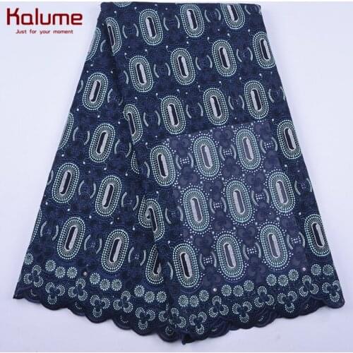 Kalume 2020 High Quality African Swiss Cotton Lace Fabric 5 Yards Nigerian Swiss Voile Cotton Lace Fabric For Daily Dress 2099