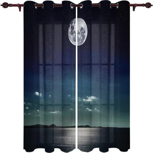 Patio Curtain Moon Sea Calm Outdoor Curtain For Garden Patio Curtains Bedroom Living Room Kitchen Bath Room Panel Drape
