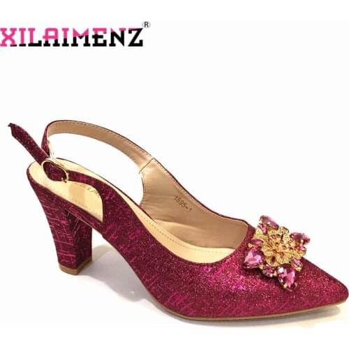 Fuchsia Women Sandals Pointed Toe Shoes African Design Wedding Shoes Not Match Bag Italian Party Shoes Without Matching Bags