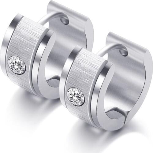 Yobest 316L Stainless Steel Zircon Earrings for Women Fashion Punk Stud Piercing Round Earring Ear Stud Jewelry