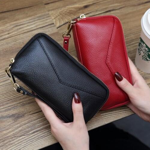Women Long Clutch Wallets Female Genuine Leather Coin Bag Phone Purses Famous Designer Lady Cards Holder Evening Party Bag 2018