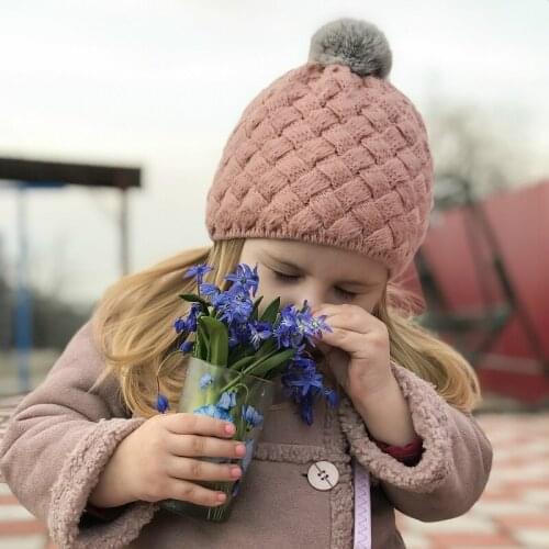 Girls Winter Hat Crochet Pompom Hat For Children Girls Knitted Baby Hats Caps