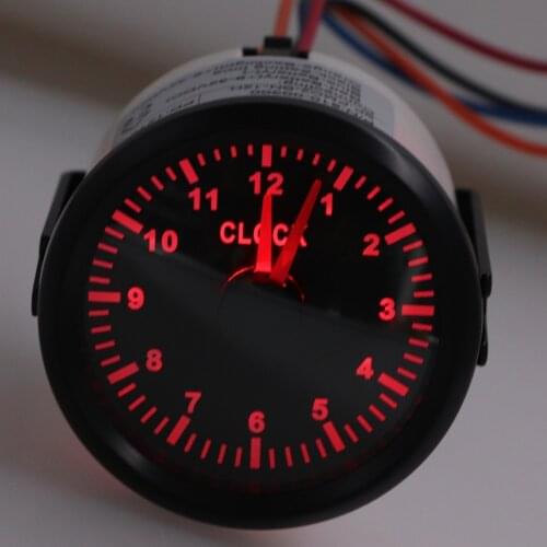 0~12 Hours Hour Meters for Car Boat Yacht 52mm Clock Gauges Red Backlit Instrument Show Clock Meters 9-32V