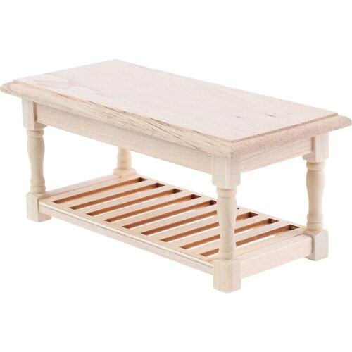 1:12 Mini Dollhouse Furniture Miniature Wooden Tea Table Bedside Table Cabinet Mini Living Room Decor Doll House Accessories