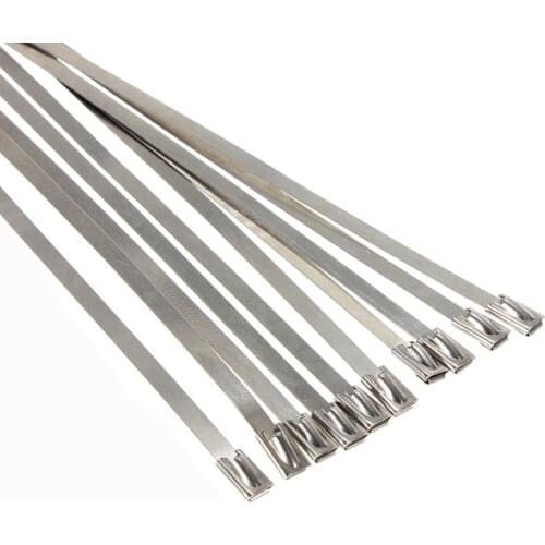 10 Pcs 45cm Stainless Steel Locking Cable Ties 304#Stainless Steel Cable Ties For Exhaust Pipe Insulation Tape