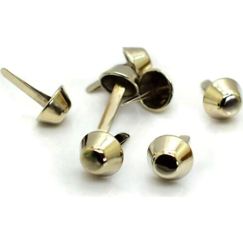 100Pcs 12mm Silver Tone Metal Crafts Purse Feet Rivets Studs Pierced for Purse Handbag Punk Rock Rivets Bag Leather DIY Crafts