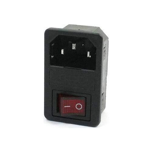 250VAC 10A Fuse Holer 4 Pin O/I Rocker Switch IEC320 C14 Inlet Power Plug