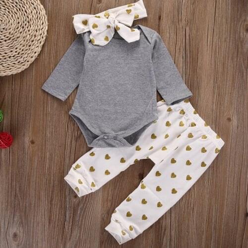3 Pcs/set Baby Girls Cotton Clothes Sets Spring Autumn Tops Shirt Pants Headband Infant Clothes Baby Kids Clothing Set