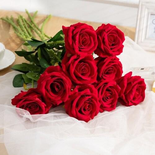 48-61cm Long Branch Flowers Bouquet Beautiful White Silk Roses Artificial Flowers Wedding Home Table Arrange Decor Fake Flower