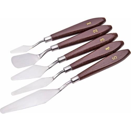 5pcs/set Of Fine Art Oil Painting Scraper Paint Spatula Stainless Steel Paint Picking Knife Student Coloring Spatula