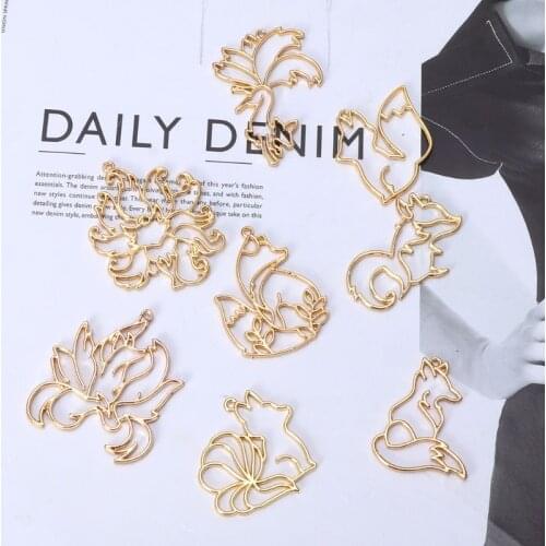 8Pcs Gold Animal Pendant Open Bezel Setting UV Resin Frame Jewelry Making 1XCA