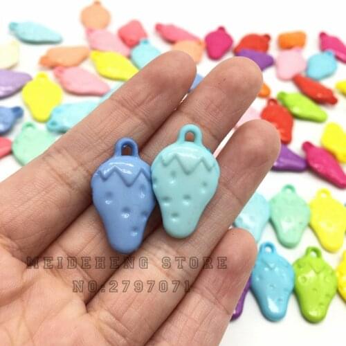 Acrylic Candy Colorful fruit Strawberry Beads For Jewelry Making Emulation Hanging hole pendant child DIY beads Meideheng